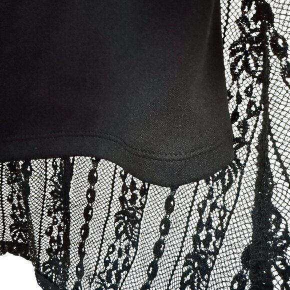 STYLE & CO. Womens Top Medium Petite Mesh Overlay with Tank Black Silver Stretch - Picture 8 of 9